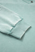Mineral Wash Snap Trim V Neck Exposed Seam Drop Shoulder Curved Hem Long Sleeve Top